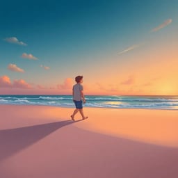 Walking alone on the beach