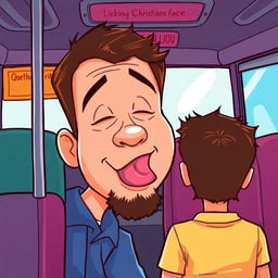 Licking Christians Face On A Bus