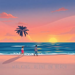 walking alone on the beach